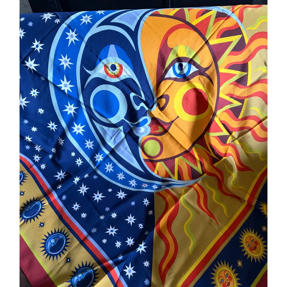 Vintage Bob Mackie 100% Silk Scarf Sun Moon Celestial Wearable Art NWT 38x38
